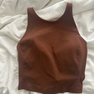 Women's Brown Ribbed Tank Top